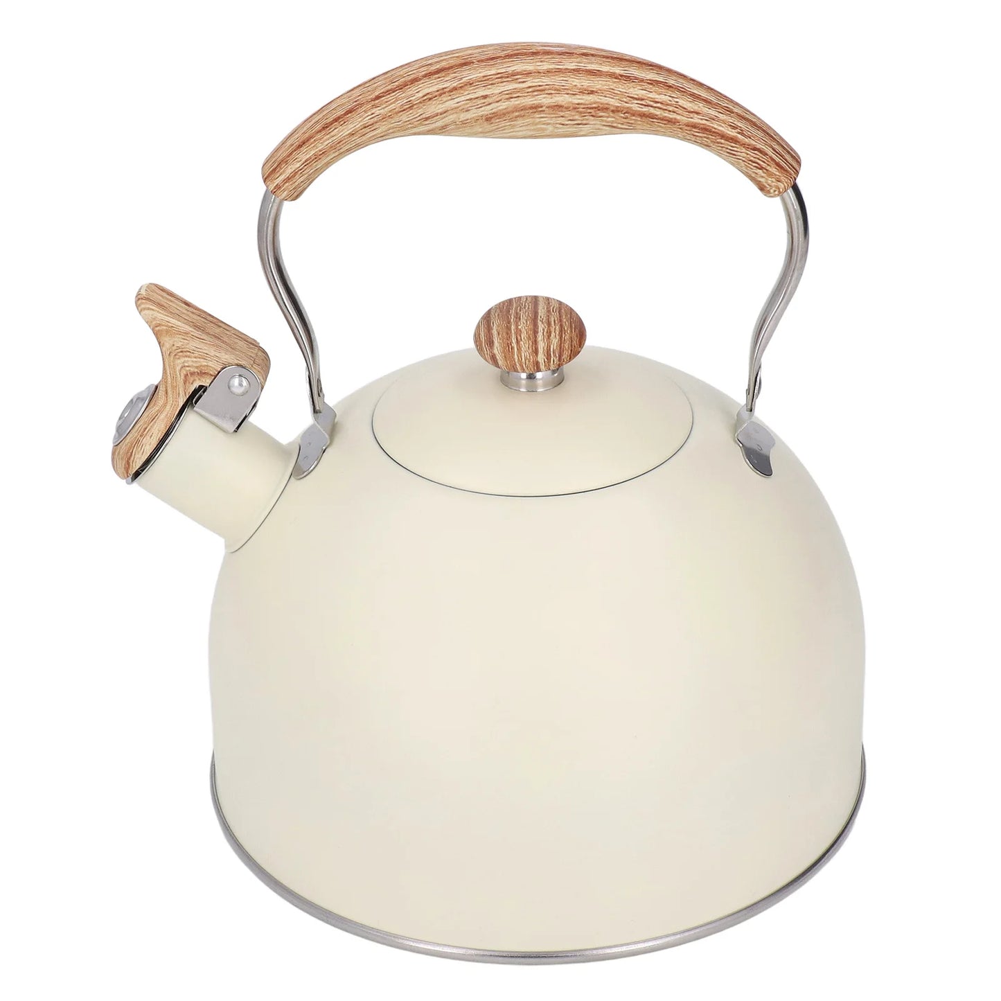 2.5L Stainless Steel Teapot Beige Whistling Tea Kettle with Handle Convenience Tea Pot Kitchen Accessories