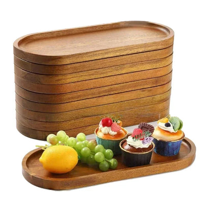 Wooden Tray Japanese Cutlery Tray Steak Pizza Food Tray Rectangular Dining Plate Oval Shaped Cup and Plate Disposable Plates