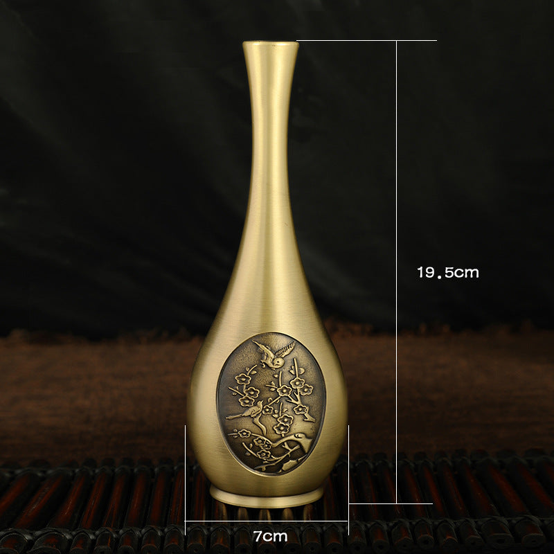 Pure Brass Decorative Flower Vase Carved Ornaments