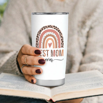 MAKEAGIFT Best Mom Ever 20 Oz Tumbler - #1 Mom Nutrition Facts Insulated Tumblers - Mothers Day, Birthday Gifts for Mom from Daughter, Son, Kids