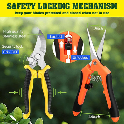 4PCS Garden Pruning Shears Stainless Steel Garden Shears Gardening Shears Scissors Clippers Pruning Snips for Gardening Tools