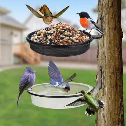 2 Pack Tree Mounted Bird Feeder Bath Tray Heavy Duty Wall Mount Squirrel Feeder
