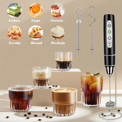 ODIFORGO Rechargeable Milk Frother with 3 Replaceable Heads—Perfect for Frothing Milk, Whisking Eggs, and Mixing Powders. Long-Lasting Battery, Easy to Use, a Must-Have Tiktok Kitchen Gadget! Coffee Maker Machine Coffee Espresso Maker Tiktokshopspringglow