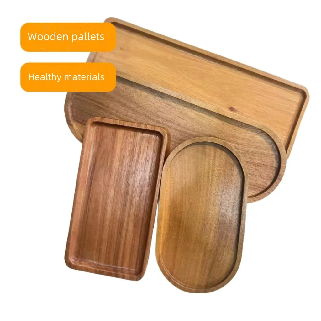 Wooden Tray Japanese Cutlery Tray Steak Pizza Food Tray Rectangular Dining Plate Oval Shaped Cup and Plate Disposable Plates