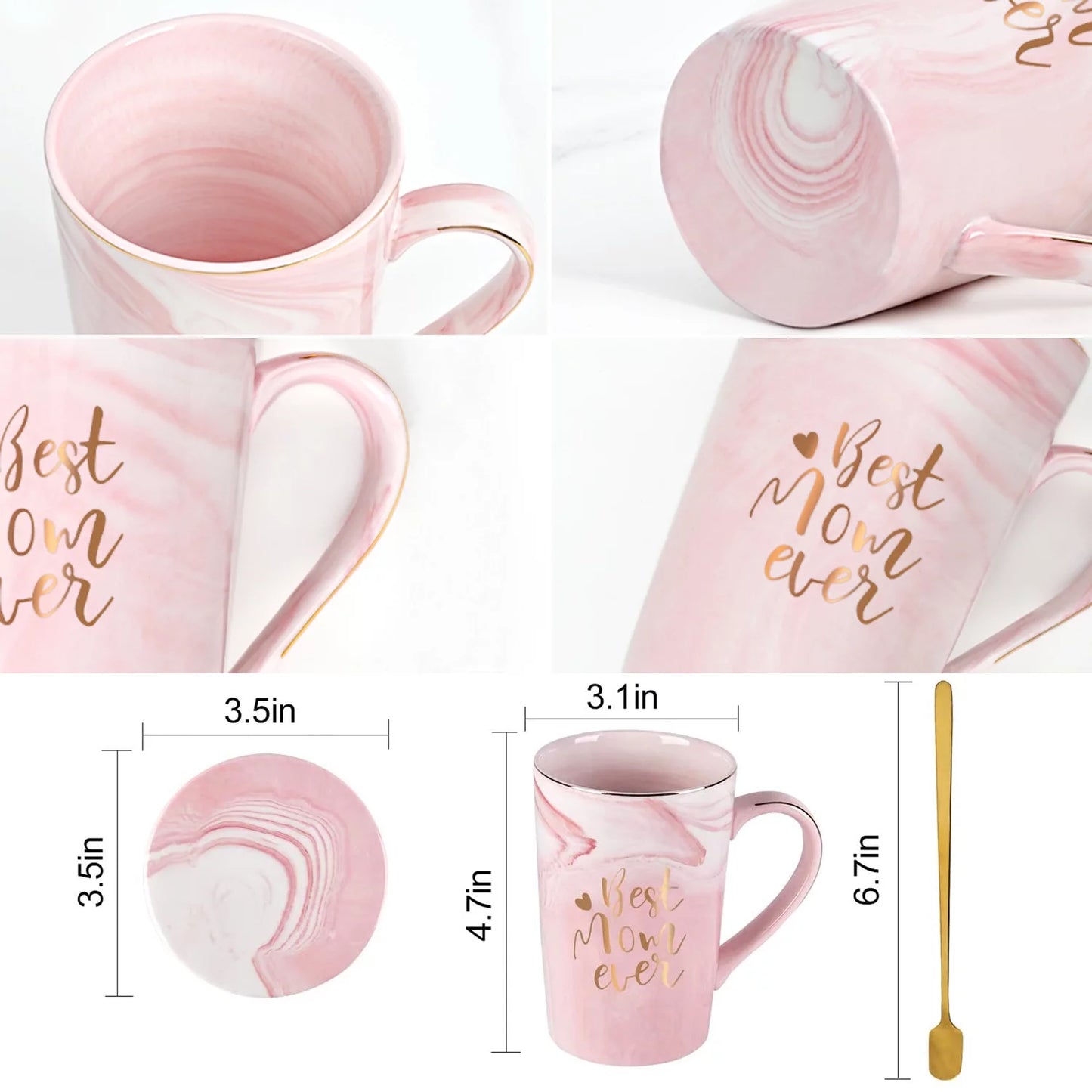 Gifts for Mom - Best Mom Ever Coffee Mug, Mothers Day Gifts for Mom, Birthday Gifts, Christmas Gifts, Mom Gifts,  14 Fl Oz Pink Coffee Mugs Ceramic Mug Tea Cup