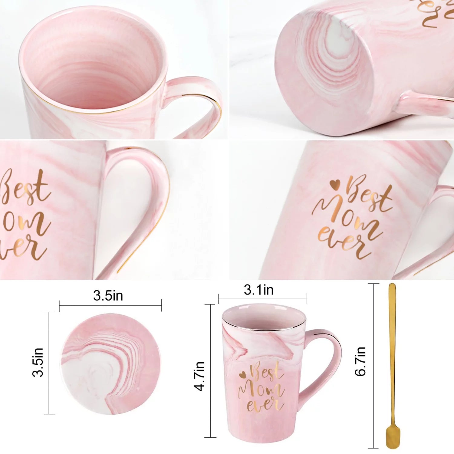 Gifts for Mom - Best Mom Ever Coffee Mug, Mothers Day Gifts for Mom, Birthday Gifts, Christmas Gifts, Mom Gifts,  14 Fl Oz Pink Coffee Mugs Ceramic Mug Tea Cup