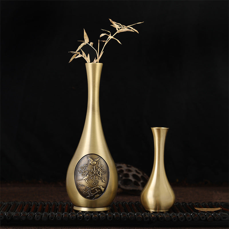 Pure Brass Decorative Flower Vase Carved Ornaments