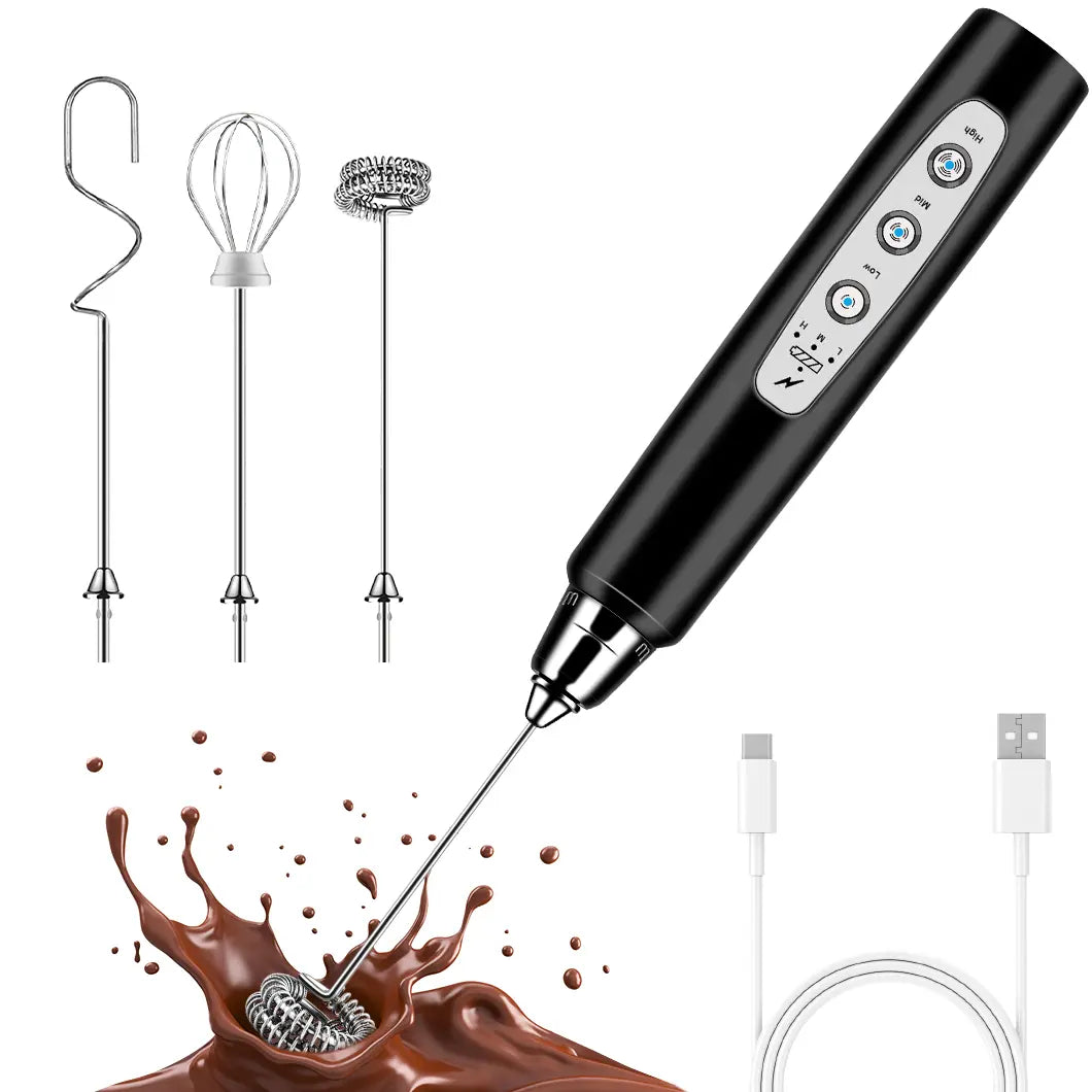 ODIFORGO Rechargeable Milk Frother with 3 Replaceable Heads—Perfect for Frothing Milk, Whisking Eggs, and Mixing Powders. Long-Lasting Battery, Easy to Use, a Must-Have Tiktok Kitchen Gadget! Coffee Maker Machine Coffee Espresso Maker Tiktokshopspringglow