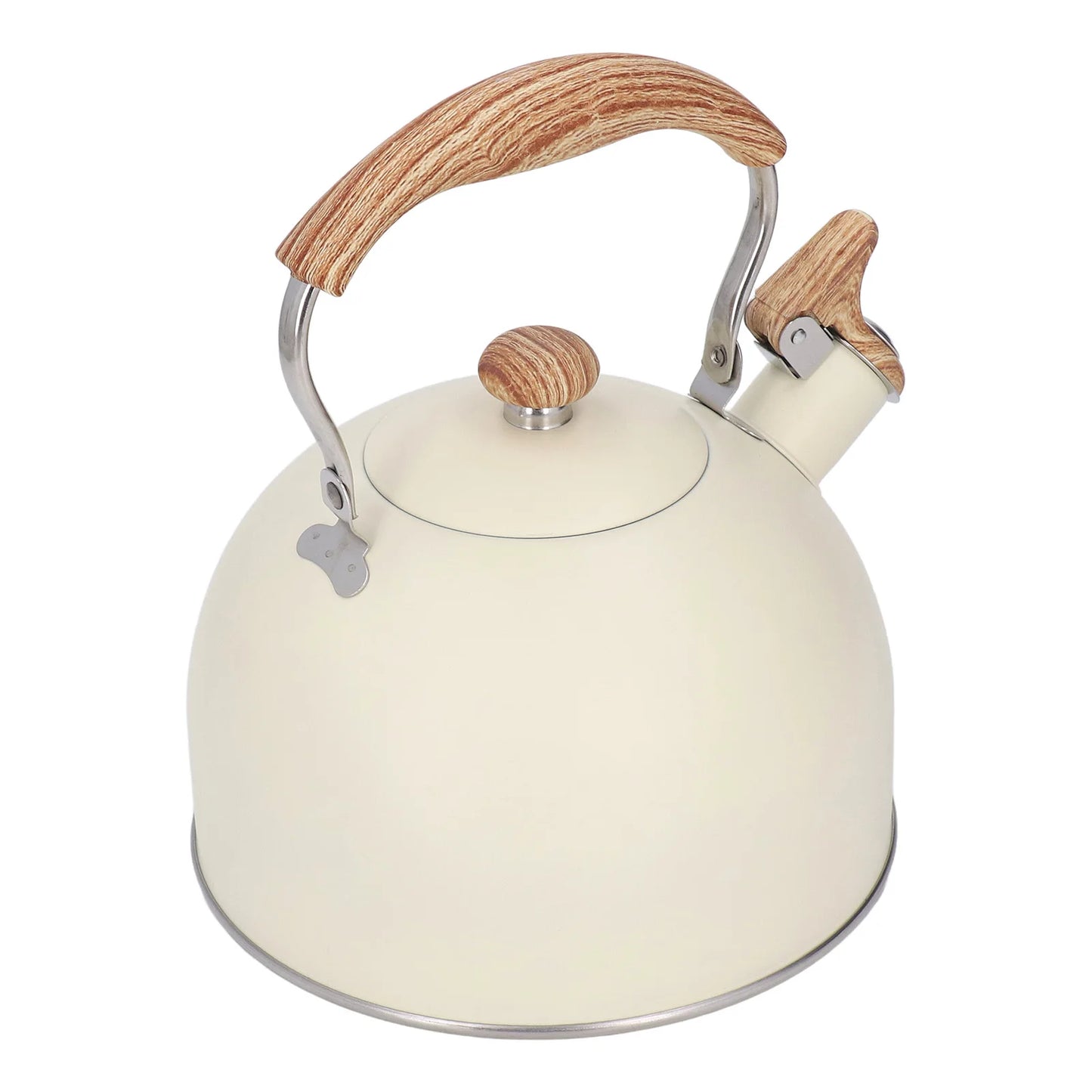 2.5L Stainless Steel Teapot Beige Whistling Tea Kettle with Handle Convenience Tea Pot Kitchen Accessories