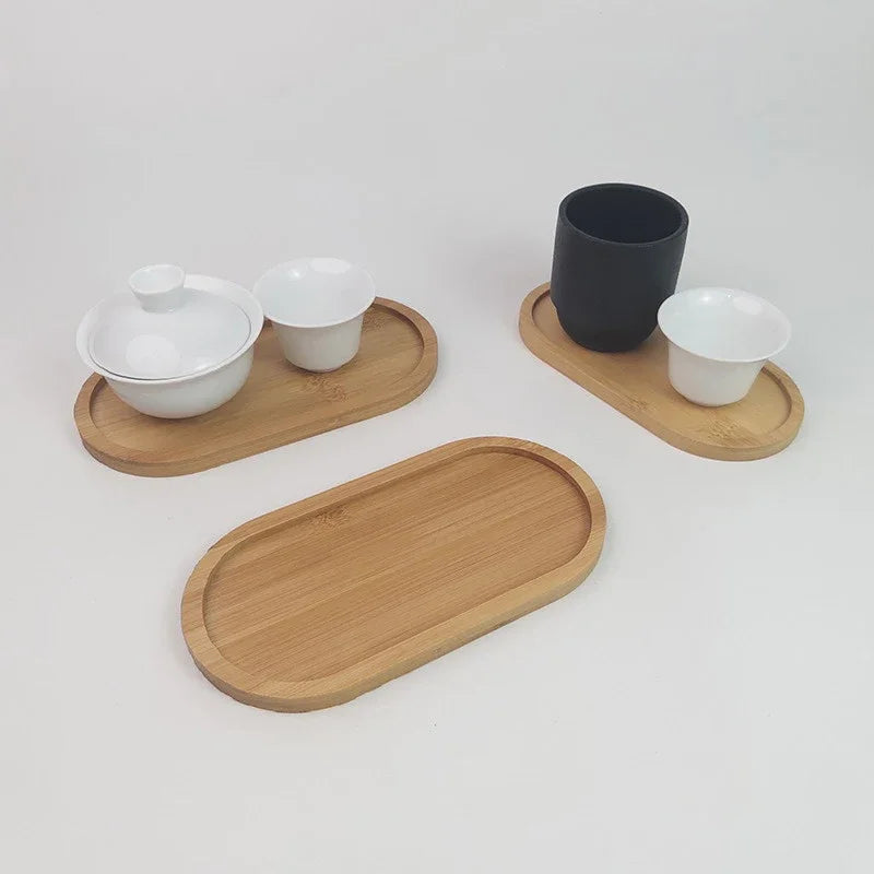 Wooden Tray Japanese Cutlery Tray Steak Pizza Food Tray Rectangular Dining Plate Oval Shaped Cup and Plate Disposable Plates