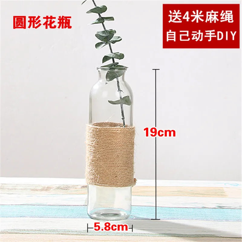 Creative Transparent Glass Vase Modern Minimalist Hydroponic Vase Nordic Home Ornaments Vase Decoration Dried Flower Vase