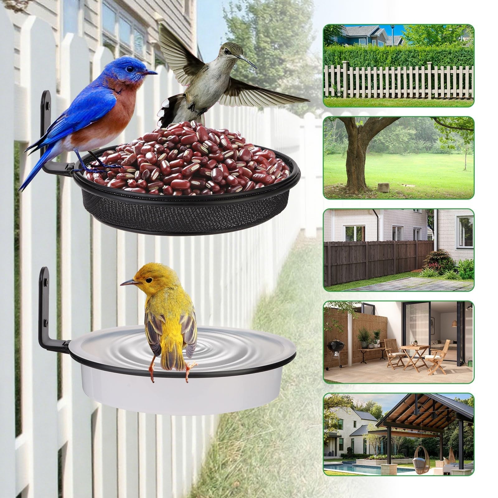 2 Pack Tree Mounted Bird Feeder Bath Tray Heavy Duty Wall Mount Squirrel Feeder