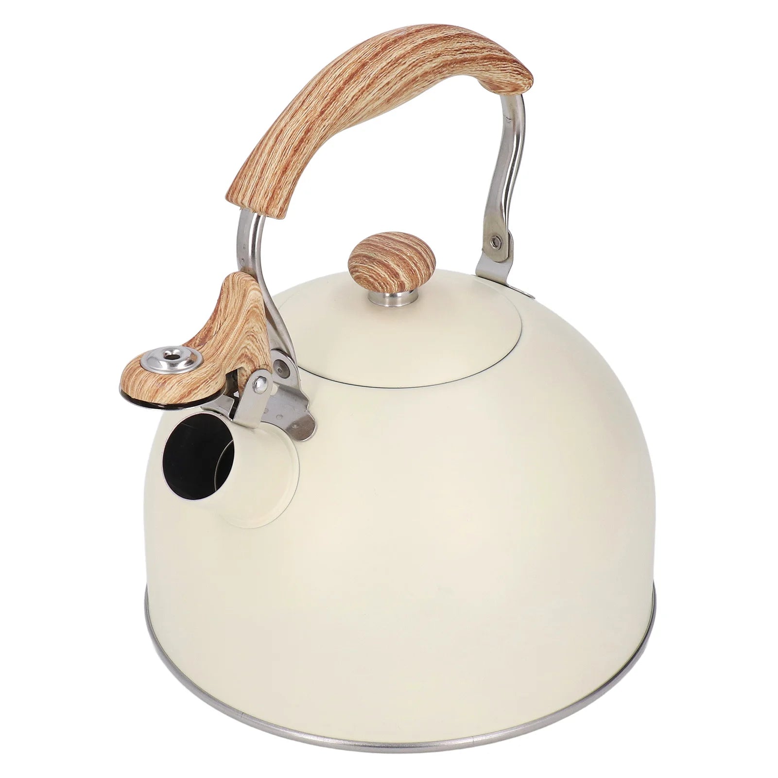 2.5L Stainless Steel Teapot Beige Whistling Tea Kettle with Handle Convenience Tea Pot Kitchen Accessories