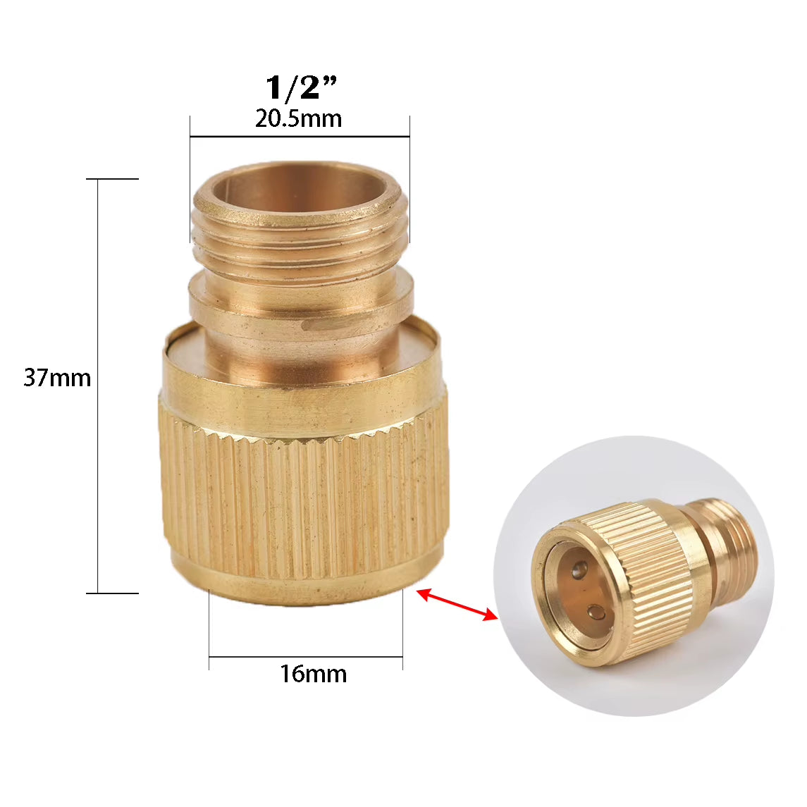 1/2 3/4" Thread Quick Connector Brass Garden Watering Adapter Drip Irrigation Copper Hose Quick Connector Fittings 1 Pcs