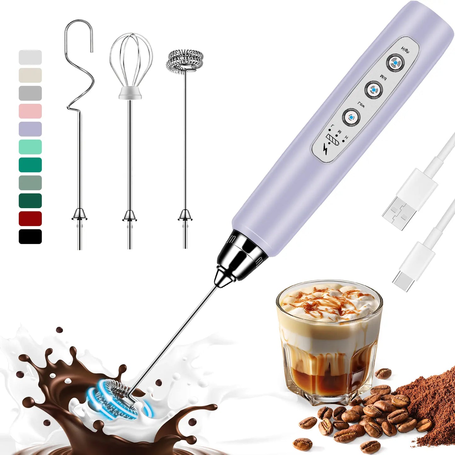 ODIFORGO Rechargeable Milk Frother with 3 Replaceable Heads—Perfect for Frothing Milk, Whisking Eggs, and Mixing Powders. Long-Lasting Battery, Easy to Use, a Must-Have Tiktok Kitchen Gadget! Coffee Maker Machine Coffee Espresso Maker Tiktokshopspringglow