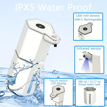 Automatic Soap Dispenser Touchless – 12Oz USB Rechargeable Foaming Soap Dispenser with 4 Adjustable Levels, Waterproof Wall Mounted Hand Soap Dispenser for Bathroom & Kitchen Auto Shut-Off Tiktokshopspringglowup Gift Mom