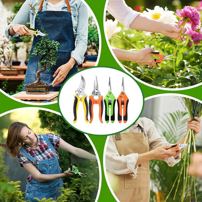 4PCS Garden Pruning Shears Stainless Steel Garden Shears Gardening Shears Scissors Clippers Pruning Snips for Gardening Tools