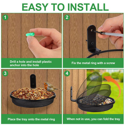 2 Pack Tree Mounted Bird Feeder Bath Tray Heavy Duty Wall Mount Squirrel Feeder