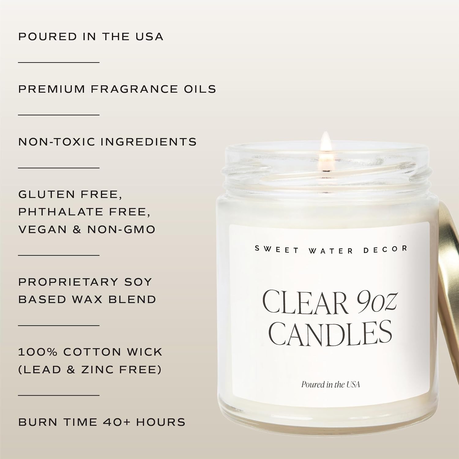 , Best Mom Ever Candle - Sea Salt, Jasmine, Cream, and Wood Scented Soy Wax Candle for Mom - 9Oz Clear Jar, 40 Hour Burn Time, Made in the USA