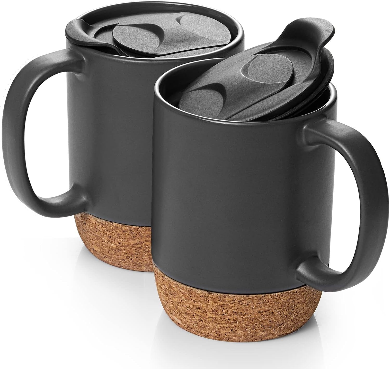 Coffee Mugs, 15 Oz Mug Set of 2, Large Ceramic Coffee Mug with Cork Bottom An...