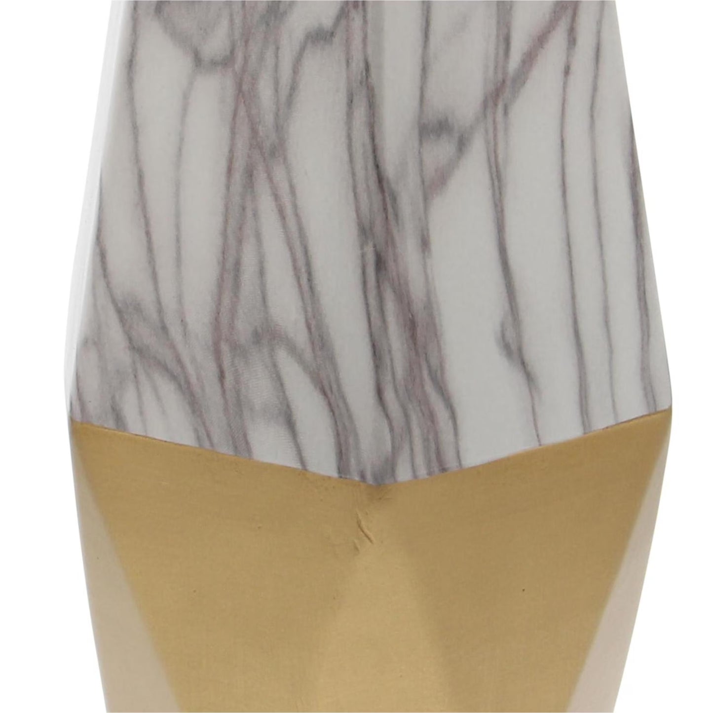 14" Faux Marble Gold Ceramic Vase with Gold Base