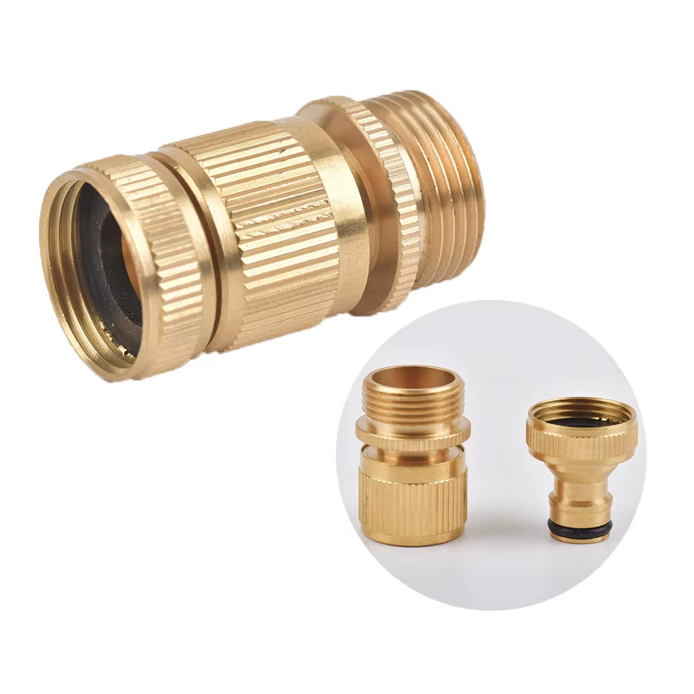 1/2 3/4" Thread Quick Connector Brass Garden Watering Adapter Drip Irrigation Copper Hose Quick Connector Fittings 1 Pcs