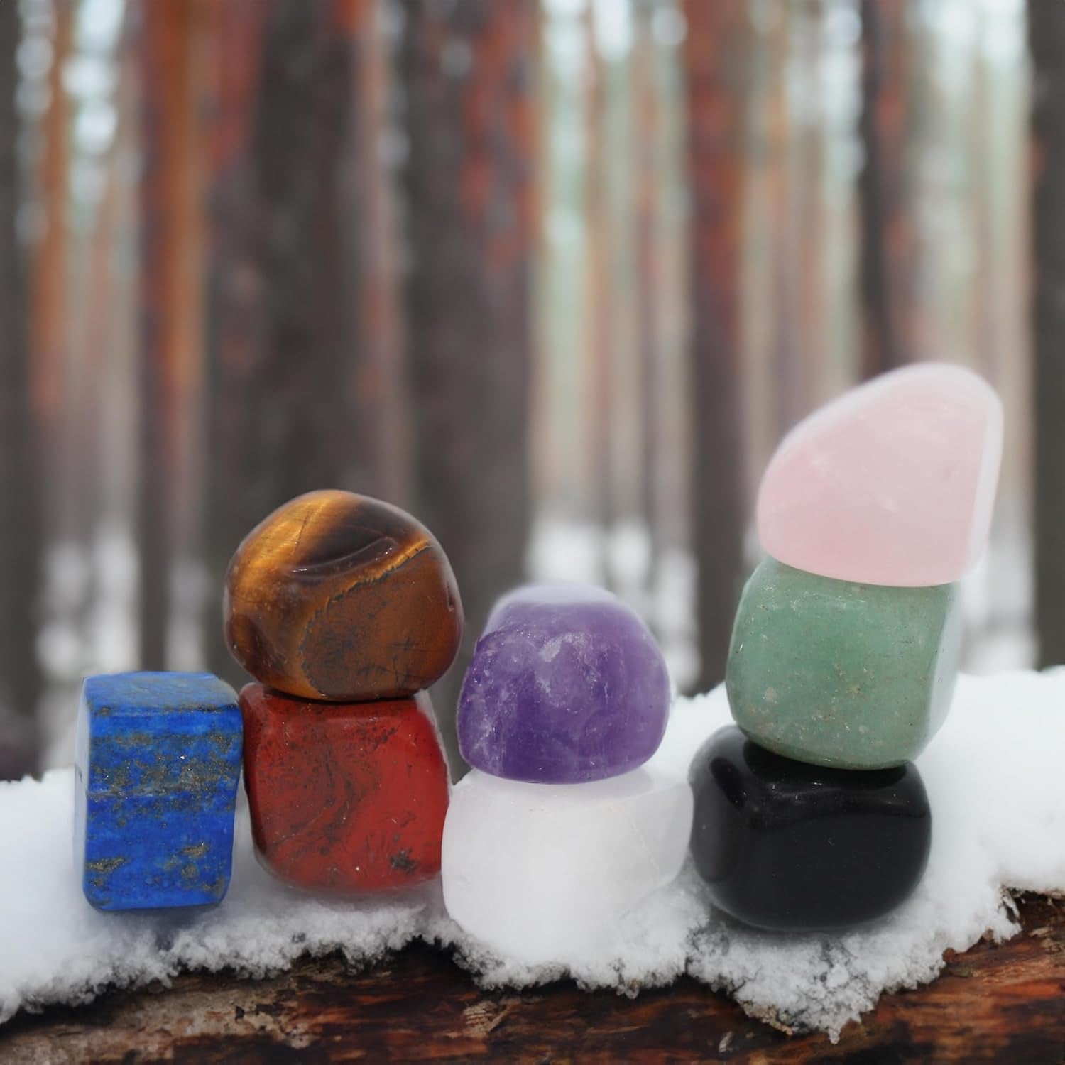 Chakra Stones Set of 8 – Crystals and Healing Stones, Tumbled Chakra Crystals & Polished Rocks for Meditation, Reiki, Chakra Balancing, Protection, and Crystal Décor