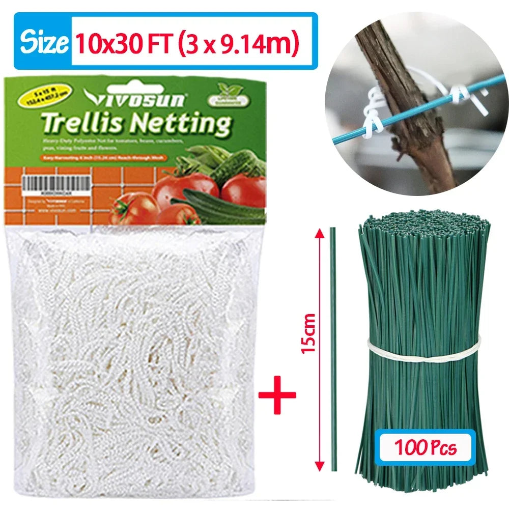 All-Weather Trellis Netting Mesh Heavy-Duty Plant Support Stand for Flowers Vegetable Vine Climbing String Net Gardening Tools