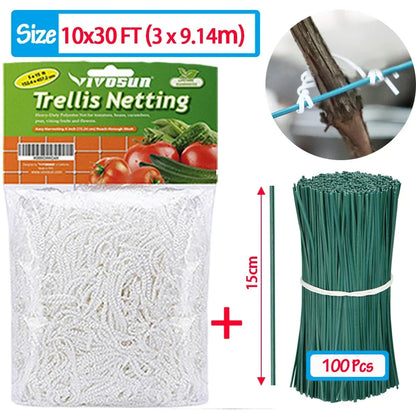 All-Weather Trellis Netting Mesh Heavy-Duty Plant Support Stand for Flowers Vegetable Vine Climbing String Net Gardening Tools