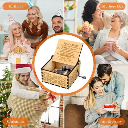 You Are My Sunshine Music Box, Son Daughter Gifts for Mom, Personalized Laser Engraved Vintage Design Wooden Music Boxes, Mothers Day Birthday Mom Gifts from Daughter Son
