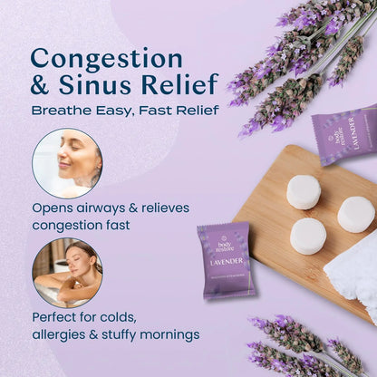 Body Restore Calm Shower Steamers - 15 Lavender Tablets for Relaxation & Stress Relief - Made in USA - Aromatherapy Gift for Peaceful Sleep Flower Friend