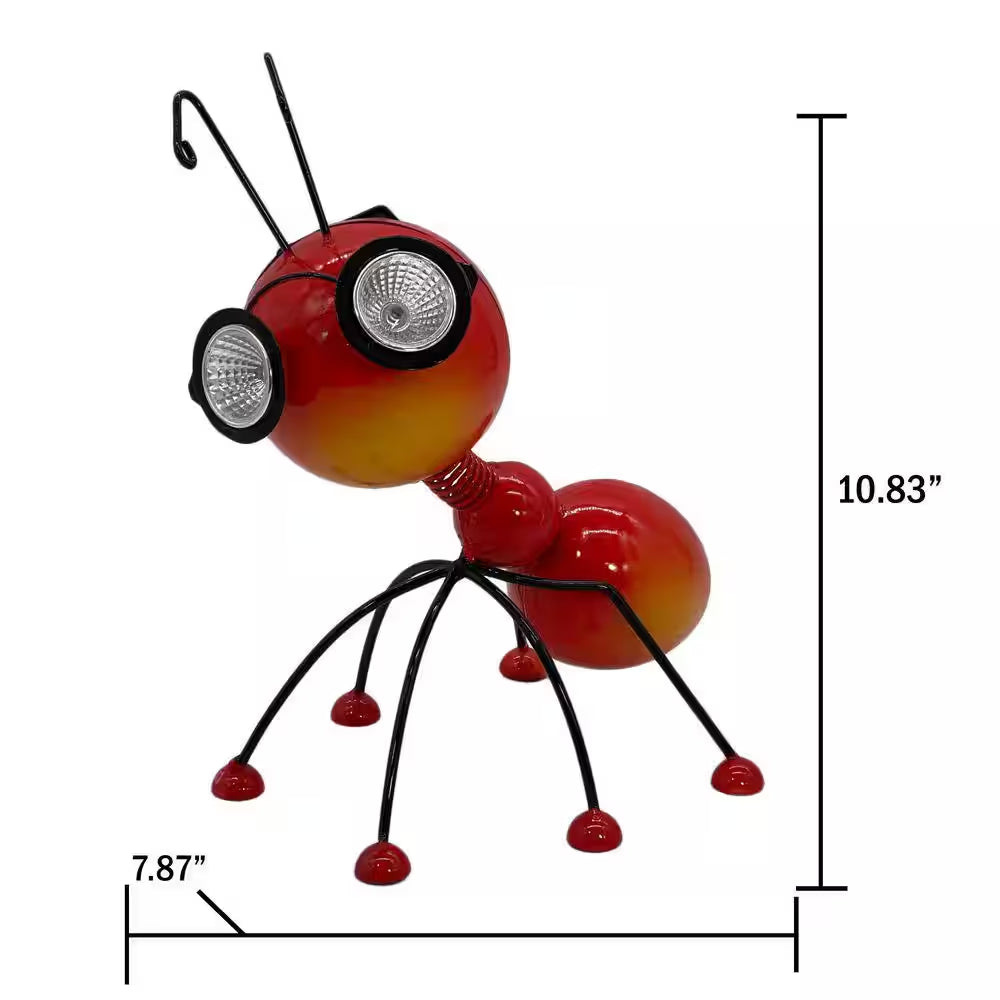 Metal Ant Garden Solar LED Garden Statue 11 In. H